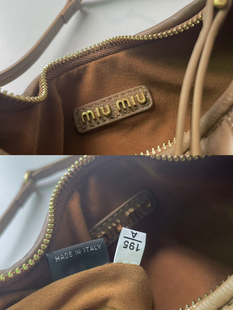 N品 MiuMiu ミュウミュウ ワンダー マテラッセレザー ホーボーバッグ 5BC153_N88_F0316_V_OOO ブラウン ゴールド金具 激安優良店 - 画像 (2)