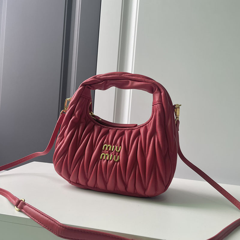 N品 MiuMiu ミュウミュウ ワンダー マテラッセレザー ホーボーバッグ 5BC153_N88_F0011_V_OOO レッド ゴールド金具 激安優良店 - 画像 (9)