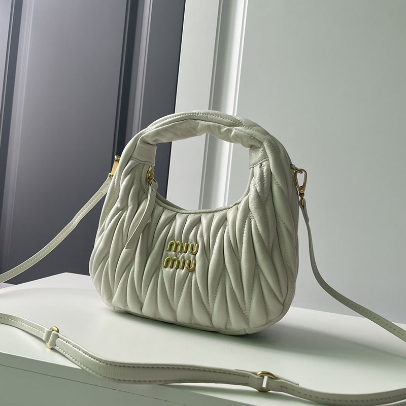 N品 MiuMiu ミュウミュウ ワンダー マテラッセレザー ホーボーバッグ 5BC153_N88_F0009_V_OOO ホワイト ゴールド金具 激安優良店 - 画像 (9)