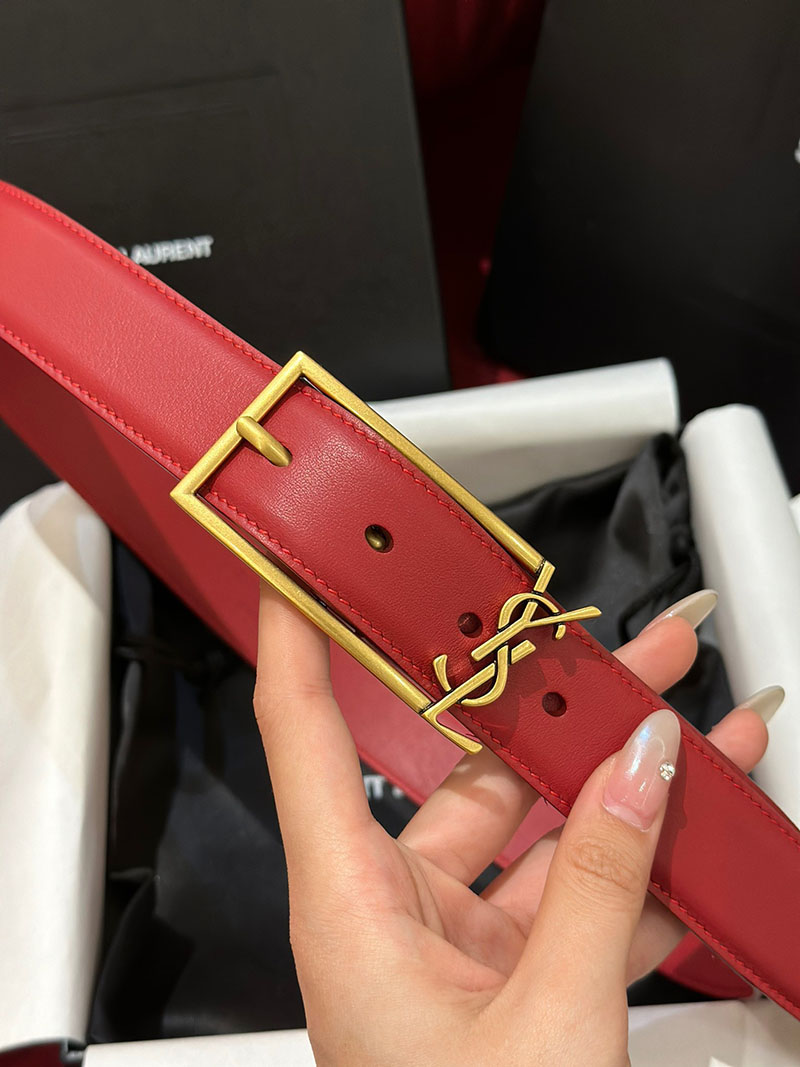 最高級サンローランスーパーコピー サンローランベルトコピー カサンドラ ベルト レッド 789588AACYT6937 カーフスキンレザー ゴールド金具 - 画像 (2)
