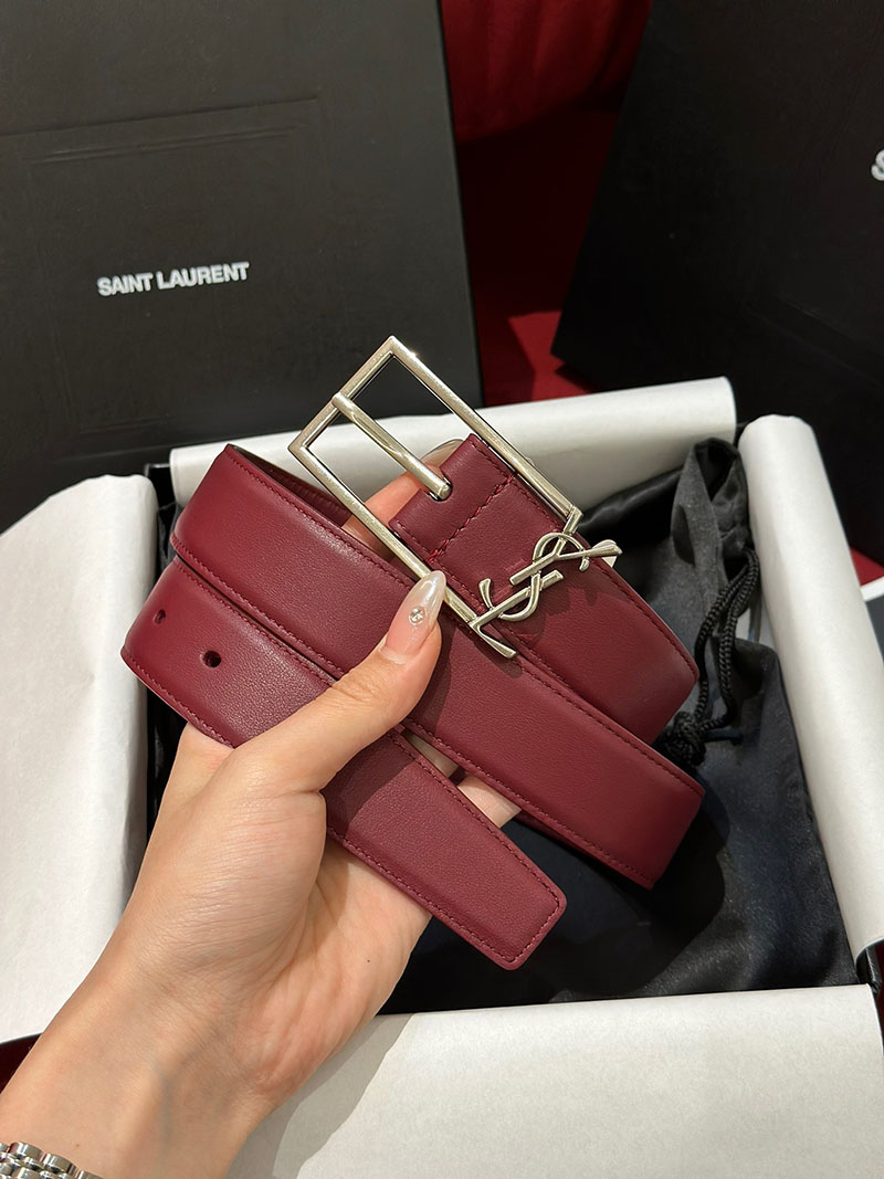 最高級サンローランスーパーコピー サンローランベルトコピー モノグラム ベルト ROUGE MERLOT 634437BOO0E6592 カーフスキンレザー シルバー金具 - 画像 (6)