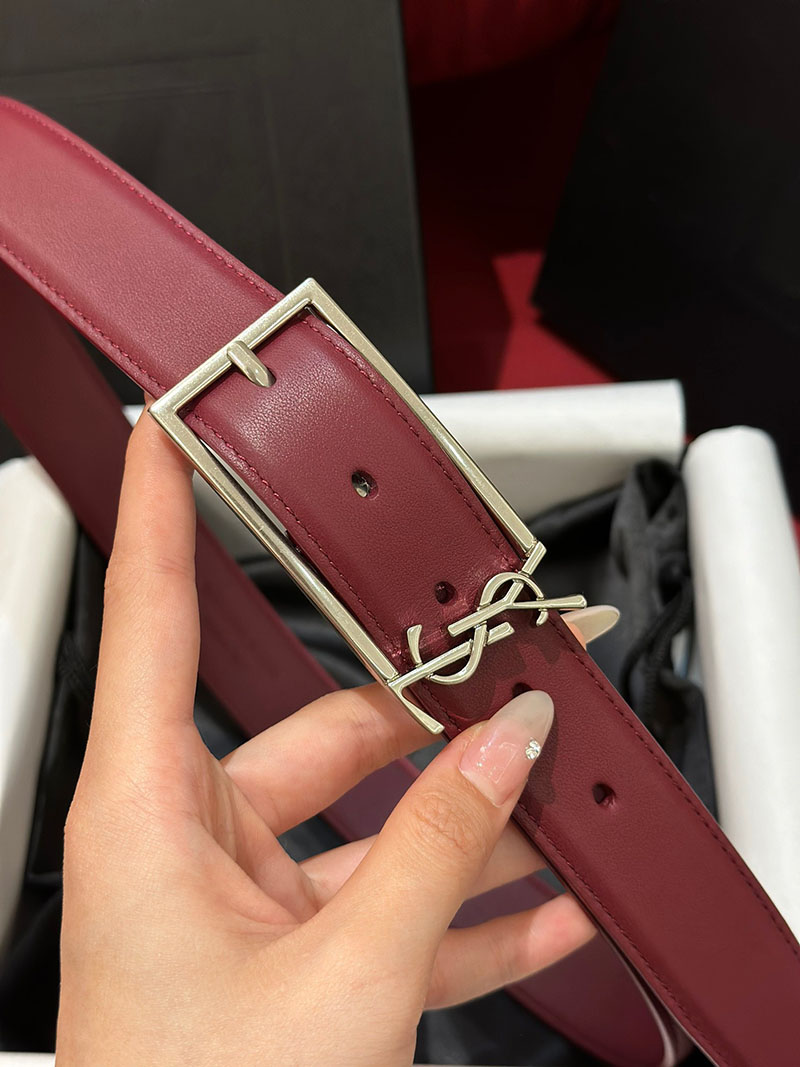 最高級サンローランスーパーコピー サンローランベルトコピー モノグラム ベルト ROUGE MERLOT 634437BOO0E6592 カーフスキンレザー シルバー金具 - 画像 (4)
