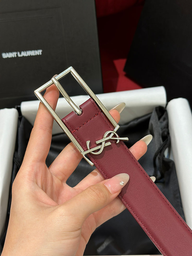 最高級サンローランスーパーコピー サンローランベルトコピー モノグラム ベルト ROUGE MERLOT 634437BOO0E6592 カーフスキンレザー シルバー金具 - 画像 (3)