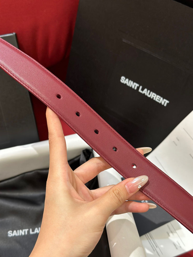最高級サンローランスーパーコピー サンローランベルトコピー モノグラム ベルト ROUGE MERLOT 634437BOO0E6592 カーフスキンレザー シルバー金具 - 画像 (2)