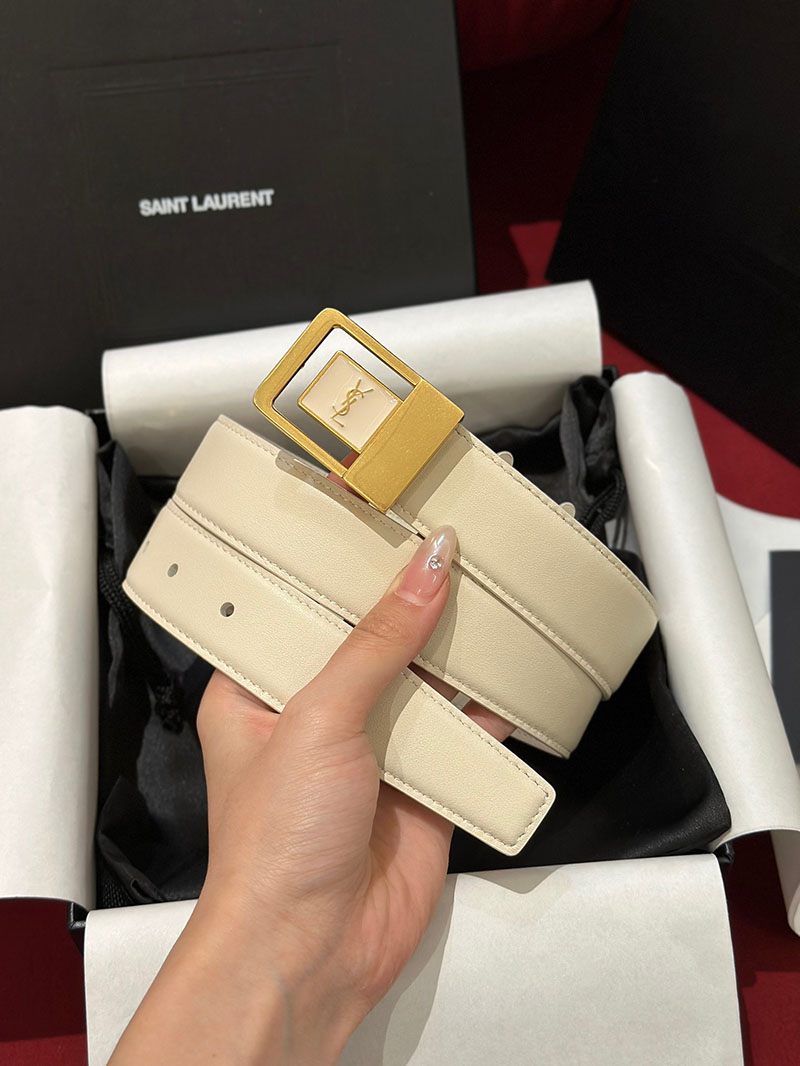 最高級サンローランスーパーコピー サンローランベルトコピー LA 66 バックルベルト ダークベージュ 732556AAB252721 カーフスキンレザー ゴールド金具 - 画像 (6)