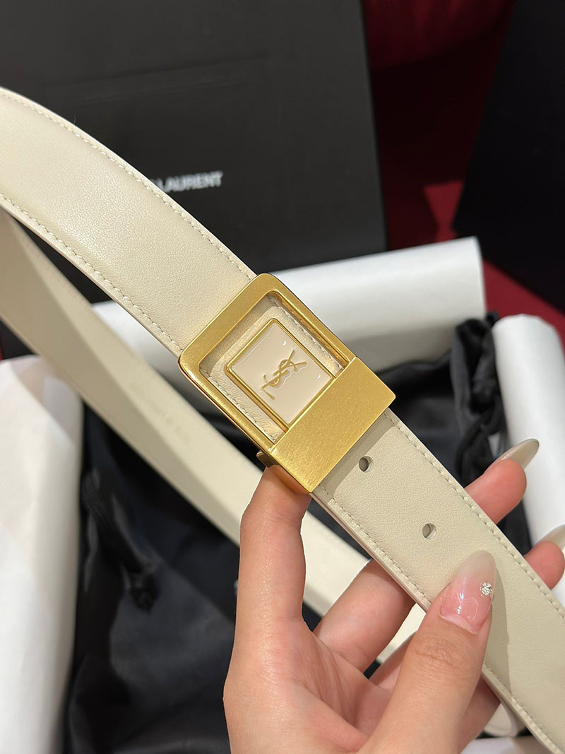 最高級サンローランスーパーコピー サンローランベルトコピー LA 66 バックルベルト ダークベージュ 732556AAB252721 カーフスキンレザー ゴールド金具 - 画像 (4)