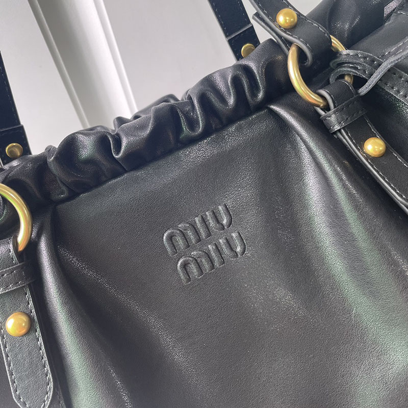 N品 MiuMiu ミュウミュウ ジョワ ナッパレザー バッグ 5BG289_2CSW_F0002_V_MOO ブラック ゴールド金具 激安優良店 - 画像 (7)