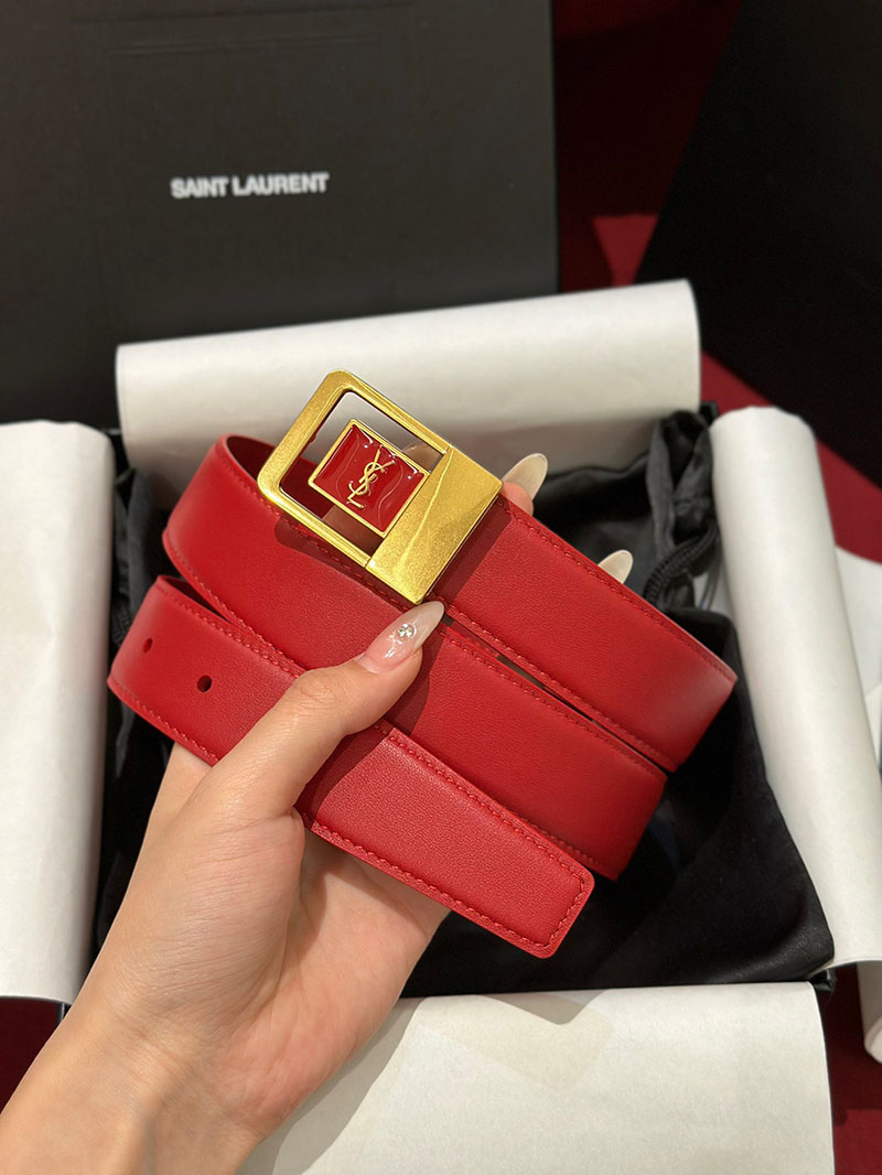 最高級サンローランスーパーコピー サンローランベルトコピー LA 66 バックルベルト レッド 732556AAB256937 カーフスキンレザー ゴールド金具 - 画像 (6)