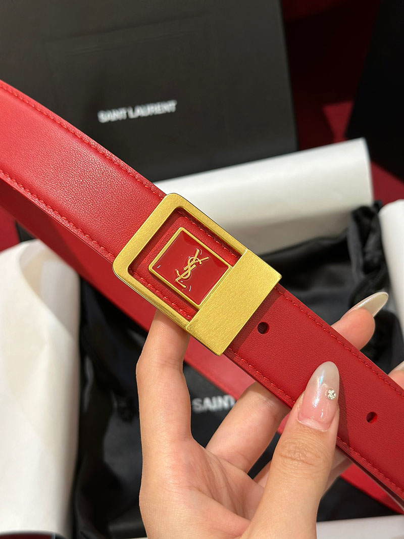 最高級サンローランスーパーコピー サンローランベルトコピー LA 66 バックルベルト レッド 732556AAB256937 カーフスキンレザー ゴールド金具 - 画像 (4)