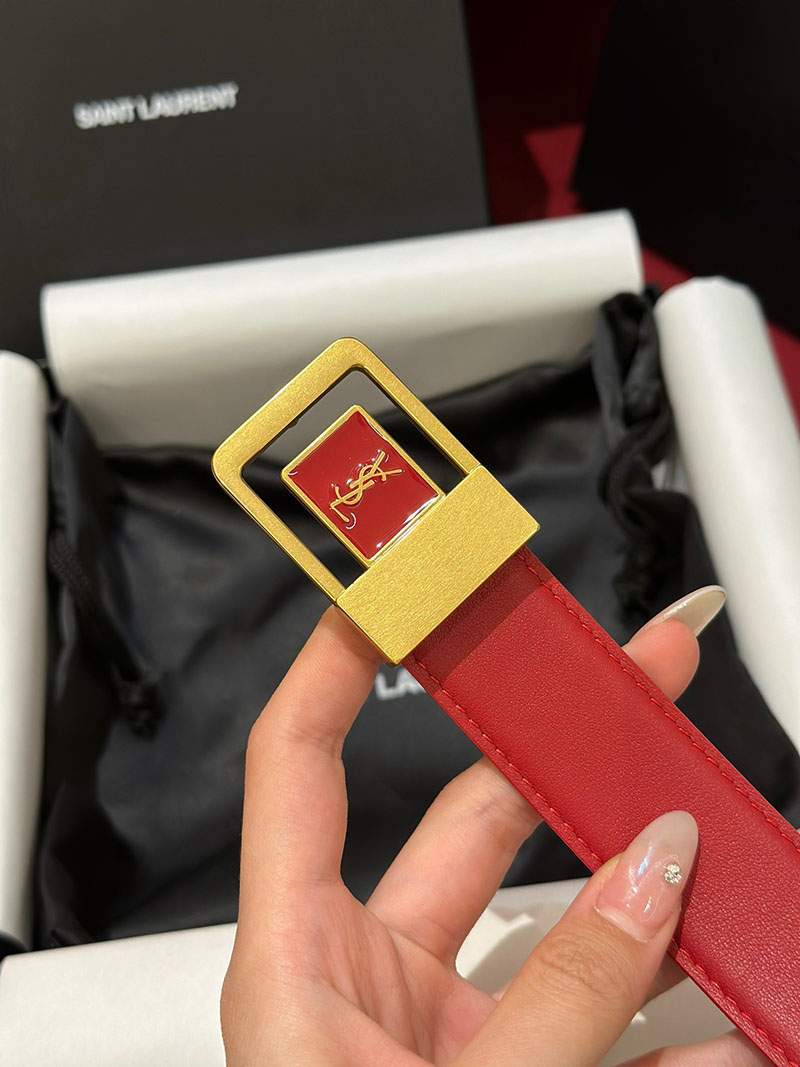 最高級サンローランスーパーコピー サンローランベルトコピー LA 66 バックルベルト レッド 732556AAB256937 カーフスキンレザー ゴールド金具 - 画像 (2)