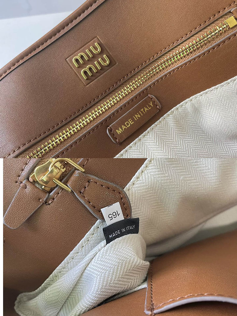 N品 MiuMiu ミュウミュウ アバンチュール ナッパレザー バッグ 5BG291_2BBL_F0316_V_OON ブラウン ゴールド金具 激安優良店 - 画像 (2)
