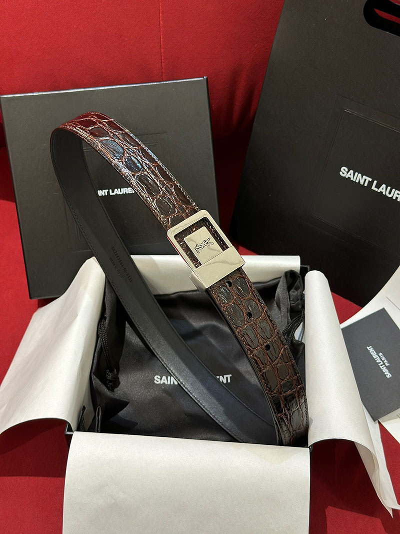 最高級サンローランスーパーコピー サンローランベルトコピーフィーメイルバックル ベルト PINE BROWN 7564991ZQ0X2188 カーフスキンレザー シルバー金具 - 画像 (5)