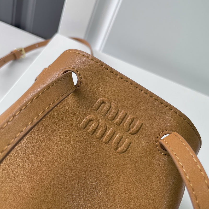 N品 MiuMiu ミュウミュウ ナッパレザー ミニバッグ 5NF460_EFX_F0316 ブラウン ゴールド金具 激安優良店 - 画像 (5)