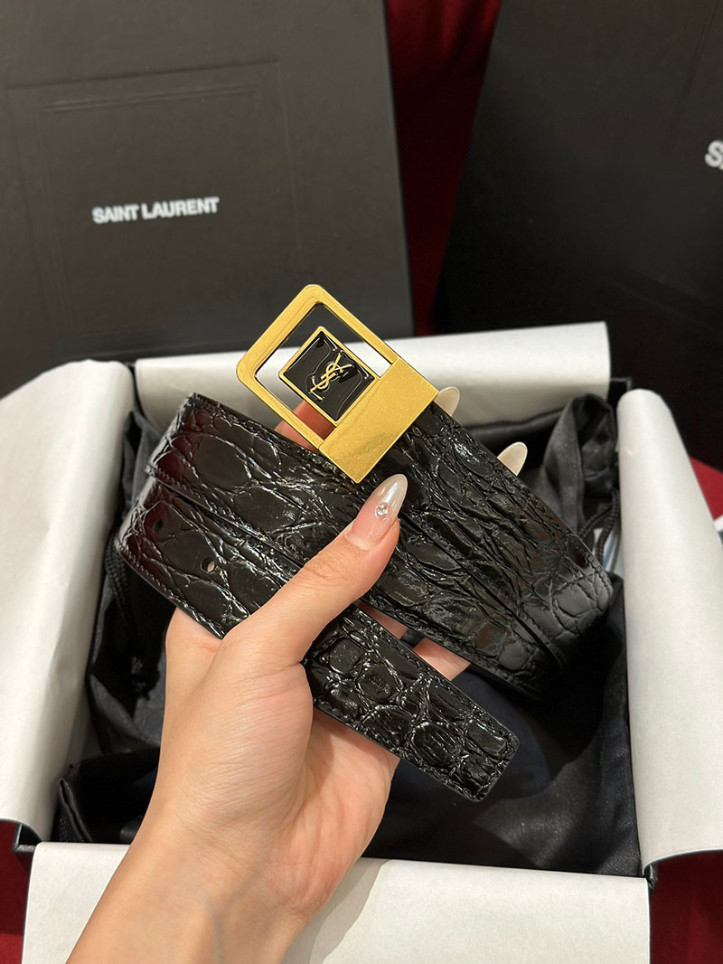最高級サンローランスーパーコピー サンローランベルトコピーフィーメイルバックル ベルト ブラック 7325561ZQ8J1000 カーフスキンレザー ゴールド金具 - 画像 (6)