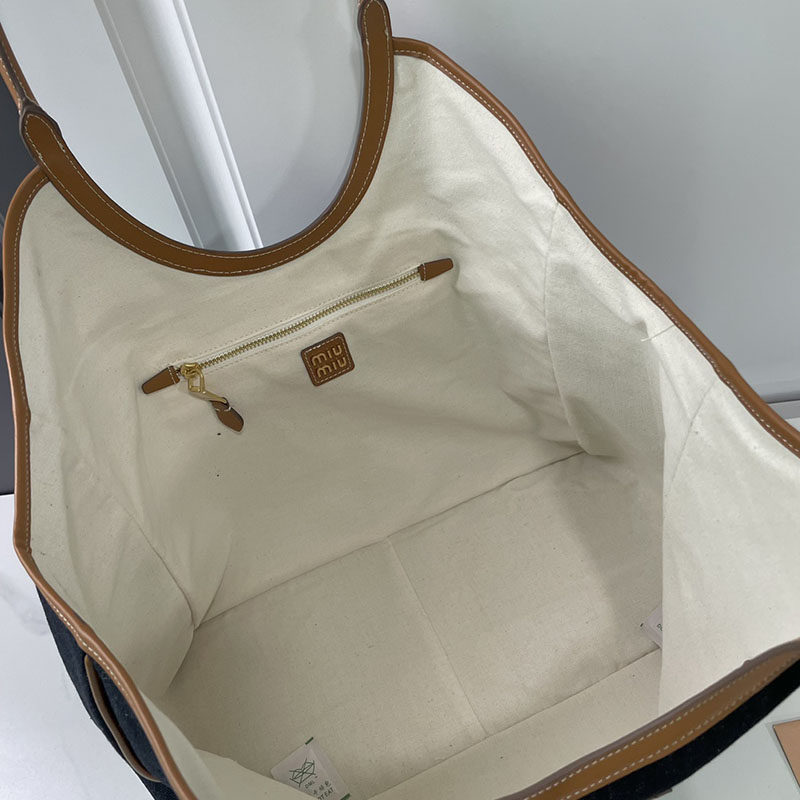 N品 MiuMiu ミュウミュウ IVY デニム バッグ 5BG286_2CRR_F0S30_V_OOO ブルー/ブラウン ゴールド金具 激安優良店 - 画像 (3)