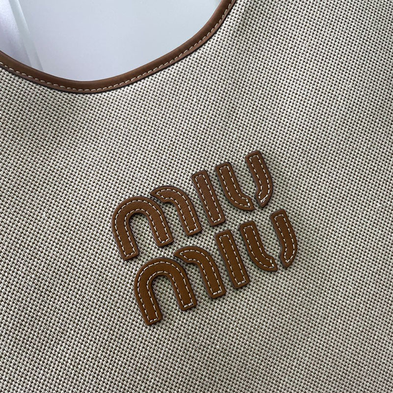 N品 MiuMiu ミュウミュウ IVY コーデュロイ ショッピングバッグ 5BG231_2F81_F0354_V_MLN ベージュ/ブラウン ゴールド金具 激安優良店 - 画像 (7)