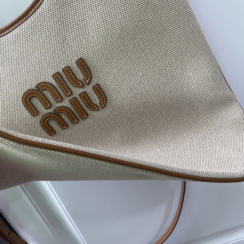 N品 MiuMiu ミュウミュウ IVY コーデュロイ ショッピングバッグ 5BG231_2F81_F0354_V_MLN ベージュ/ブラウン ゴールド金具 激安優良店 - 画像 (4)