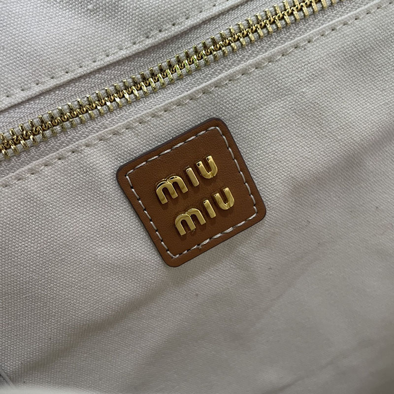 N品 MiuMiu ミュウミュウ IVY コーデュロイ ショッピングバッグ 5BG231_2F81_F0354_V_MLN ベージュ/ブラウン ゴールド金具 激安優良店 - 画像 (2)