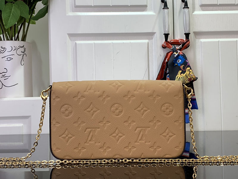 ルイヴィトン ショルダーバッグ 新作 ポシェット・フェリシー キャラメル M64065 モノグラム・アンプラント レザー ゴールド金具 - 画像 (8)