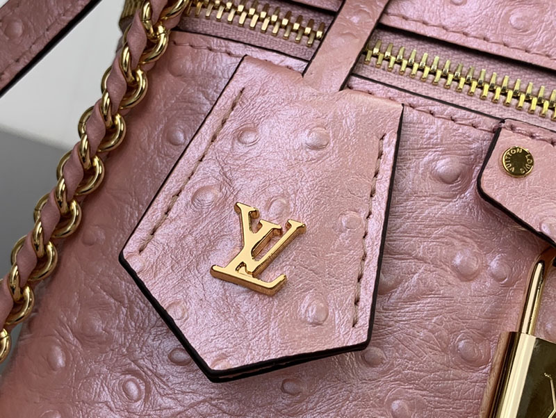 ルイヴィトン ポーチ 新作 Vanity Chain Pouch ピンク N85820 Ostrich leather ゴールド金具 ミニバッグ 人気 - 画像 (4)