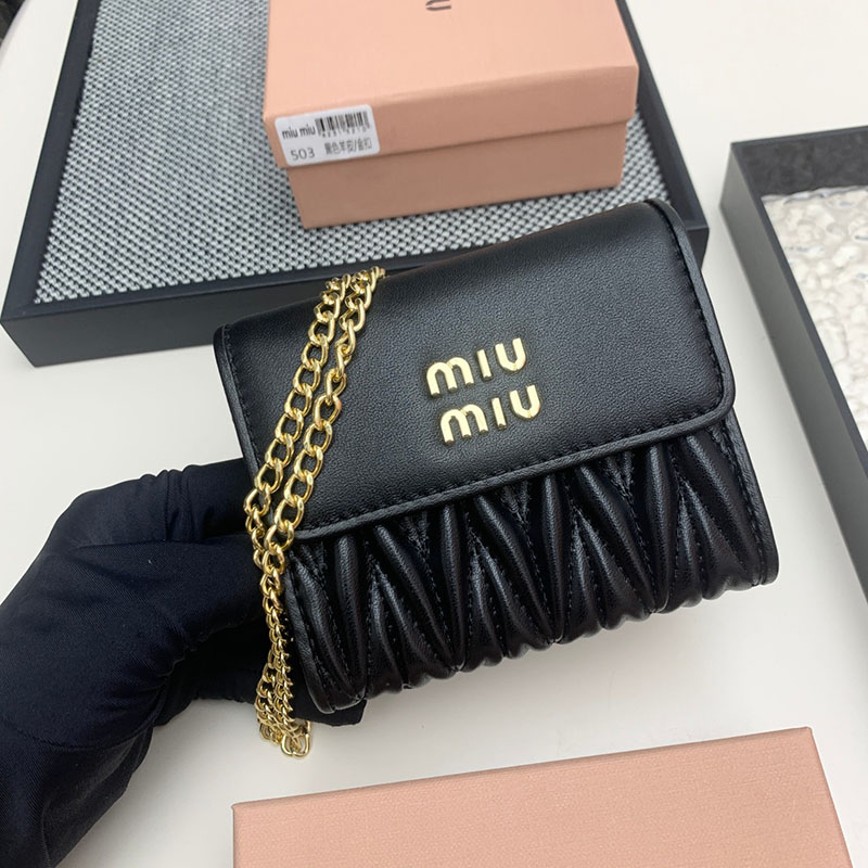 最高級MiuMiuスーパーコピー ミュウミュウ財布コピー ウォレットバッグ チェーン ショルダー財布 ブラック 5MT013_N88_F0002 レディース 人気 - 画像 (9)