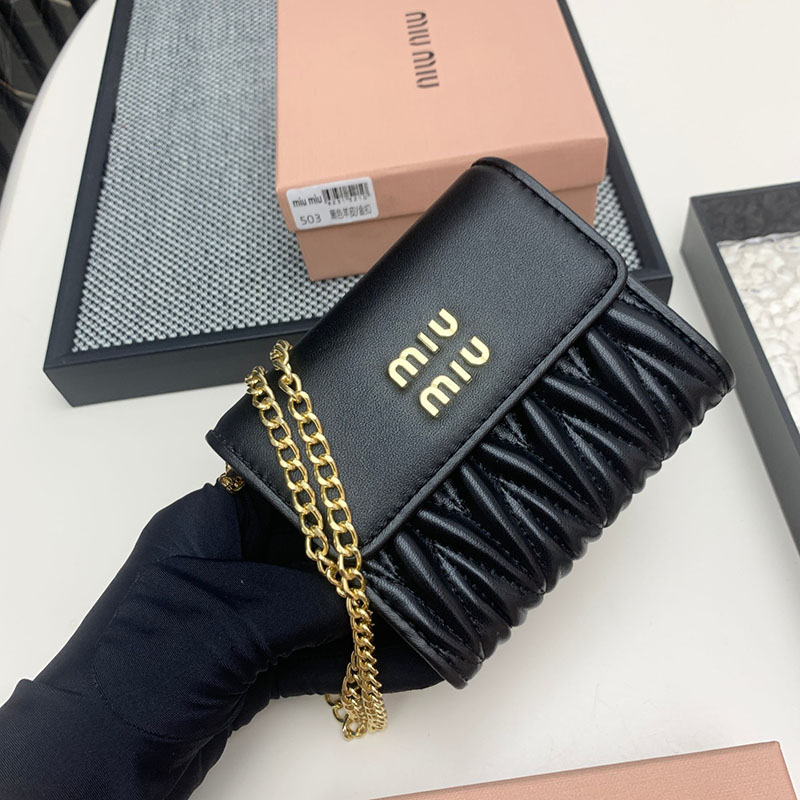 最高級MiuMiuスーパーコピー ミュウミュウ財布コピー ウォレットバッグ チェーン ショルダー財布 ブラック 5MT013_N88_F0002 レディース 人気 - 画像 (8)