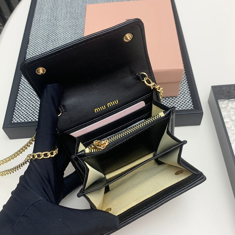 最高級MiuMiuスーパーコピー ミュウミュウ財布コピー ウォレットバッグ チェーン ショルダー財布 ブラック 5MT013_N88_F0002 レディース 人気 - 画像 (4)