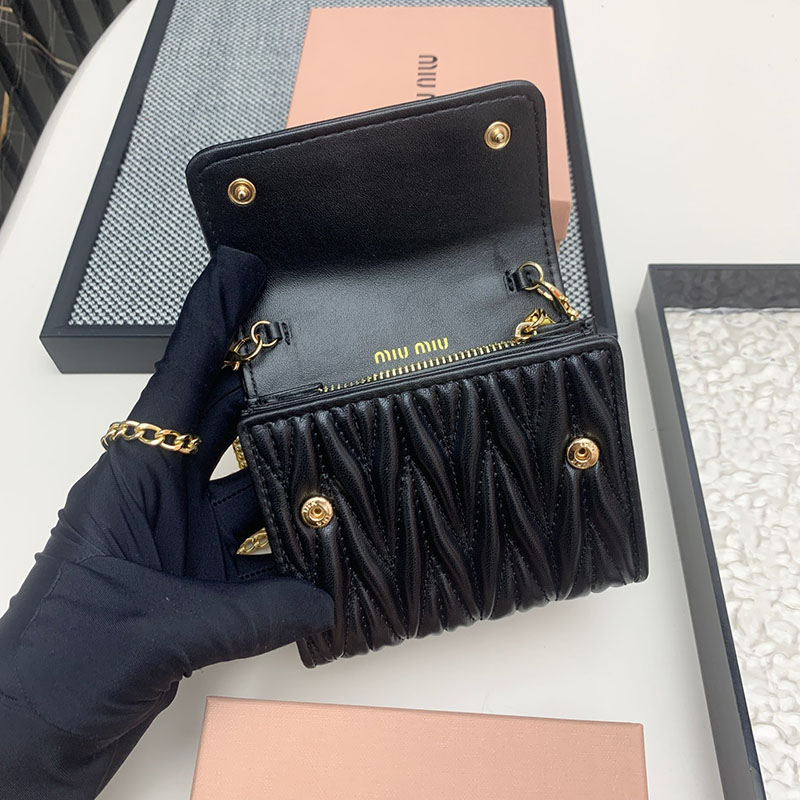 最高級MiuMiuスーパーコピー ミュウミュウ財布コピー ウォレットバッグ チェーン ショルダー財布 ブラック 5MT013_N88_F0002 レディース 人気 - 画像 (2)