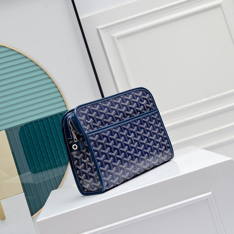 N品 GOYARD ゴヤール ジュバンス MM ポーチ JOUVENMMLTY12CL12P ネイビーブルー シルバー金具 激安優良店 - 画像 (9)