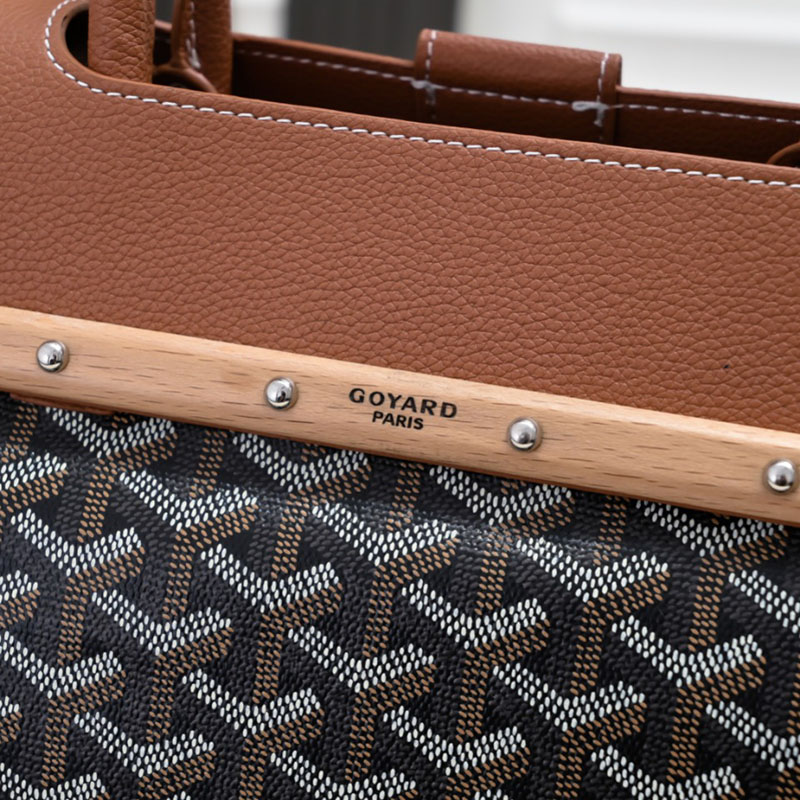 N品 GOYARD ゴヤール サイゴン トートバッグ SAIGOCMMLTY50CL50P ブラック&ナチュラル シルバー金具 激安優良店 - 画像 (7)