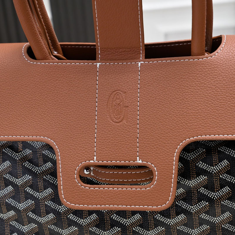 N品 GOYARD ゴヤール サイゴン トートバッグ SAIGOCMMLTY50CL50P ブラック&ナチュラル シルバー金具 激安優良店 - 画像 (5)