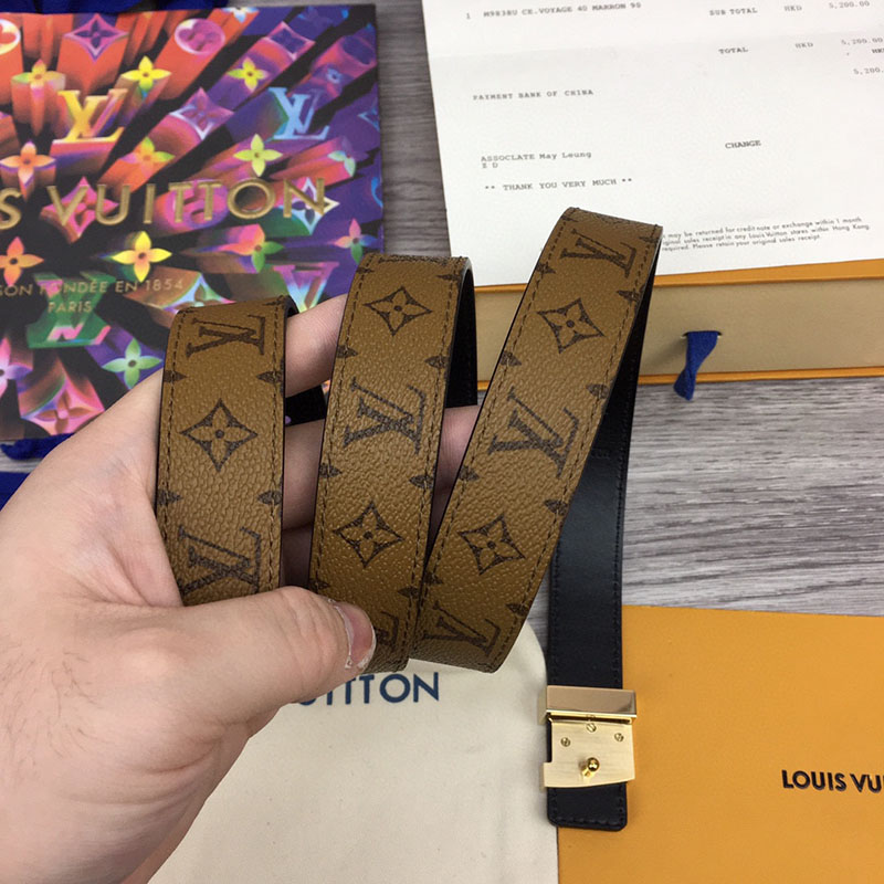 ルイヴィトン ベルト・イニシャル 25MM ブラウン モノグラム・リバース キャンバス ゴールド金具 2410635 レディース人気 - 画像 (6)