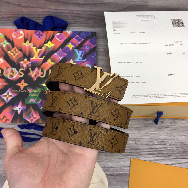 ルイヴィトン ベルト・イニシャル 25MM ブラウン モノグラム・リバース キャンバス ゴールド金具 2410635 レディース人気 - 画像 (3)