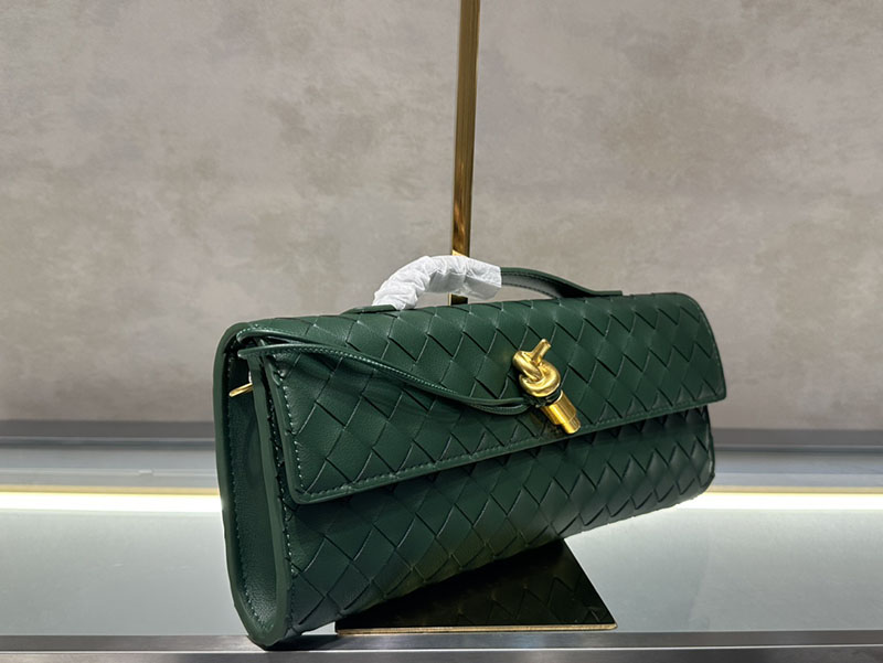 N品 Bottega Veneta ボッテガ・ヴェネタ アンディアーモ クラッチバッグ エメラルド グリーン 741511VCPP33050 ラムスキン、カーフ ゴールド金具 激安優良店 - 画像 (5)