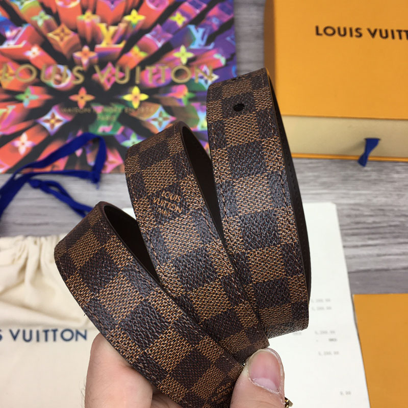 ルイヴィトン ベルト・イニシャル 25MM ブラウン ダミエ・エベヌ キャンバス ゴールド金具 2410637 レディース人気 - 画像 (6)