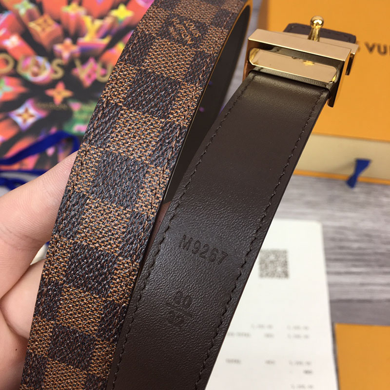 ルイヴィトン ベルト・イニシャル 25MM ブラウン ダミエ・エベヌ キャンバス ゴールド金具 2410637 レディース人気 - 画像 (5)