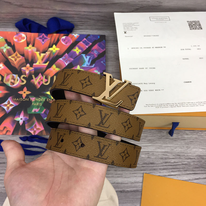 ルイヴィトン ベルト・イニシャル 25MM ブラウン モノグラム・リバース キャンバス ゴールド金具 2410638 レディース人気 - 画像 (3)