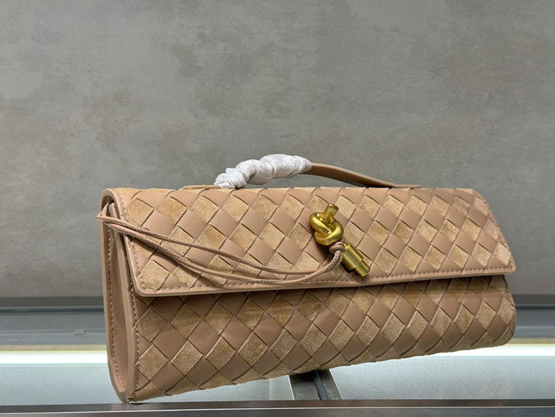 N品 Bottega Veneta ボッテガ・ヴェネタ アンディアーモ クラッチバッグ ポリッジ 741511VCPP39776 ラムスキン、カーフ ゴールド金具 激安優良店 - 画像 (6)