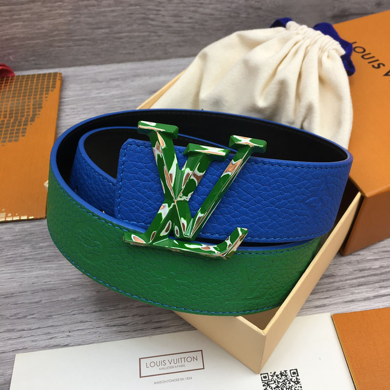 ルイヴィトン ベルト・LV イニシャル 40MM リバーシブル ブルー グリーン トリヨンレザー グリーン金具 ヴィトン ベルト メンズ 人気 2410646 - 画像 (2)