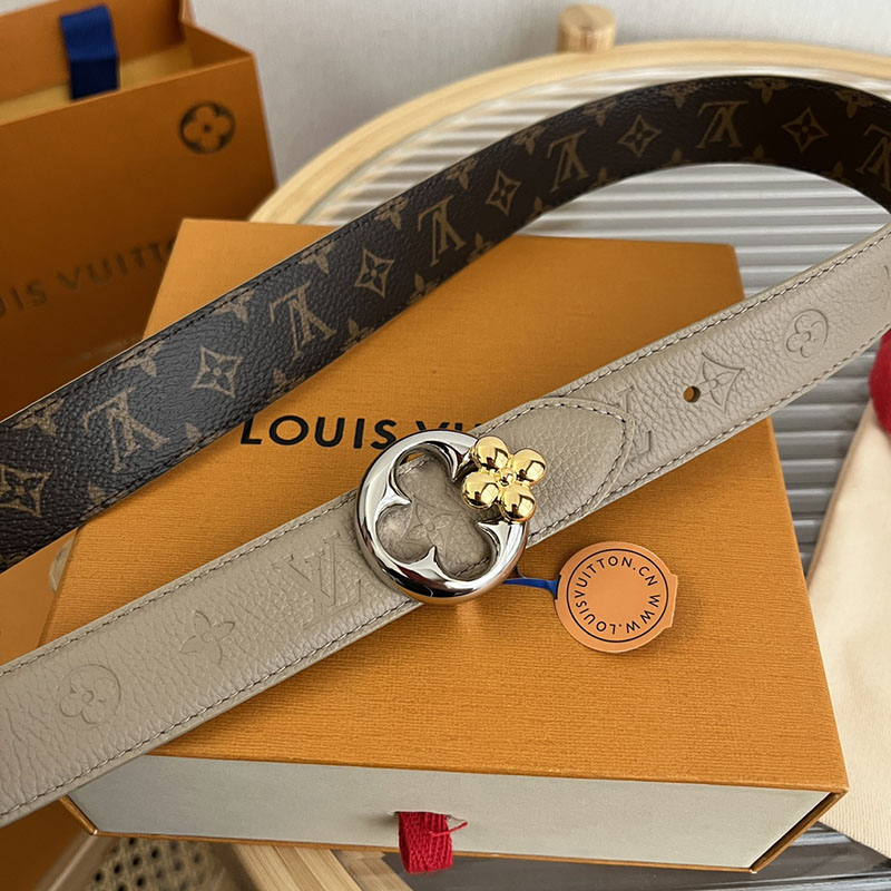 ルイヴィトン ベルト・フラワーグラム 30MM リバーシブル ブラウン トゥルトレール モノグラム・キャンバス シルバー金具 ヴィトン ベルト 安い レディース 2410648 - 画像 (7)