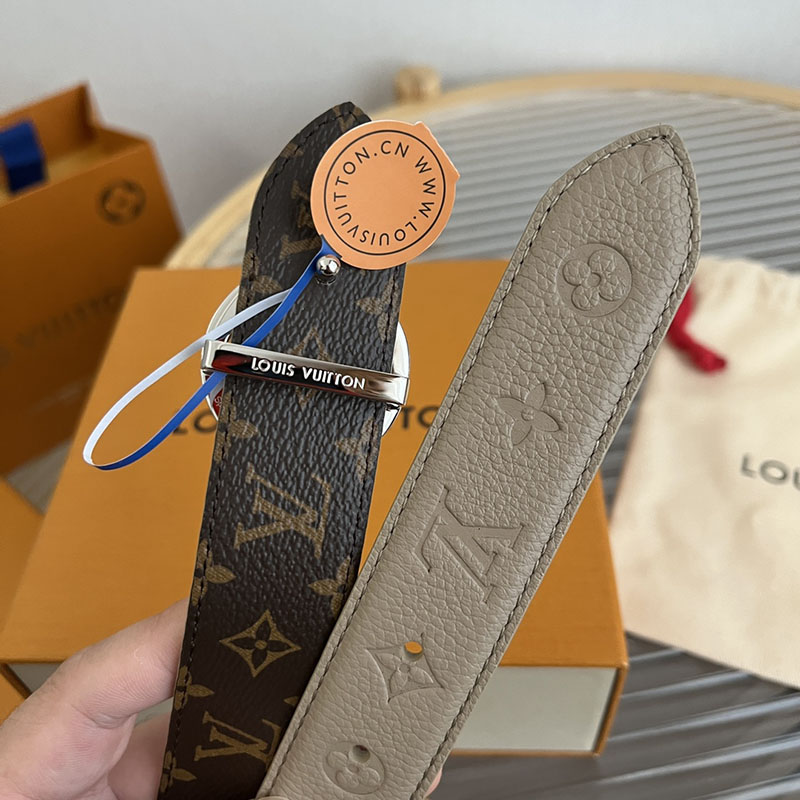ルイヴィトン ベルト・フラワーグラム 30MM リバーシブル ブラウン トゥルトレール モノグラム・キャンバス シルバー金具 ヴィトン ベルト 安い レディース 2410648 - 画像 (5)