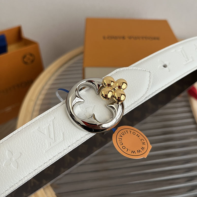 ルイヴィトン ベルト・フラワーグラム 30MM リバーシブル ブラウン ホワイト モノグラム・キャンバス シルバー金具 ヴィトン ベルト 安い レディース 2410649 - 画像 (9)