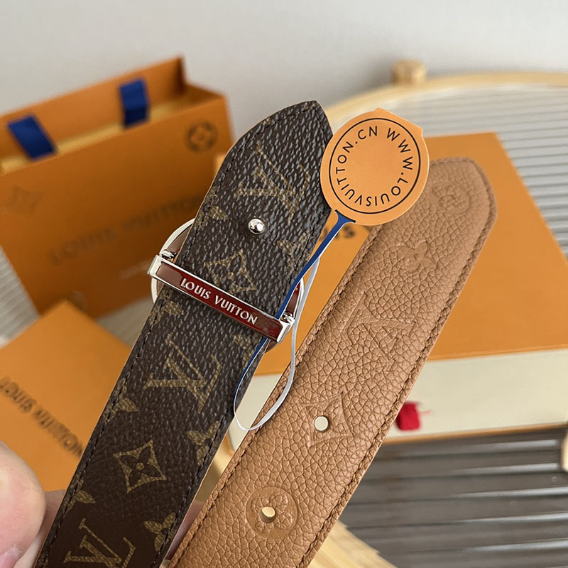 ルイヴィトン ベルト・フラワーグラム 30MM リバーシブル ブラウン コニャック モノグラム・キャンバス シルバー金具 ヴィトン ベルト 安い レディース 2410650 - 画像 (6)