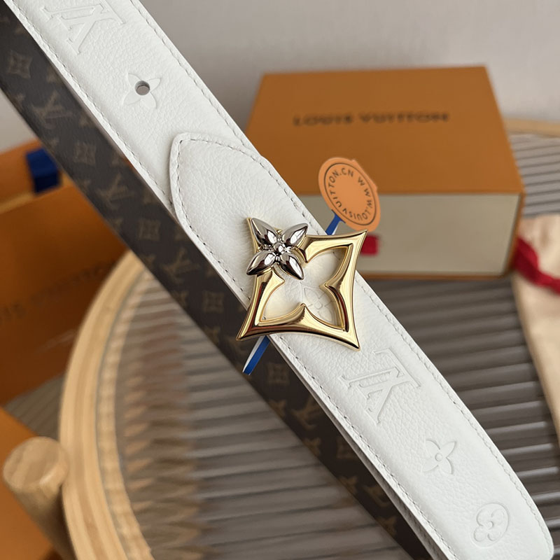 ルイヴィトン ベルト・フラワーグラム 30MM リバーシブル ブラウン ホワイト モノグラム・キャンバス ゴールド金具 ヴィトン ベルト 安い レディース 2410652 - 画像 (8)