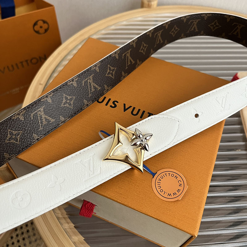 ルイヴィトン ベルト・フラワーグラム 30MM リバーシブル ブラウン ホワイト モノグラム・キャンバス ゴールド金具 ヴィトン ベルト 安い レディース 2410652 - 画像 (7)