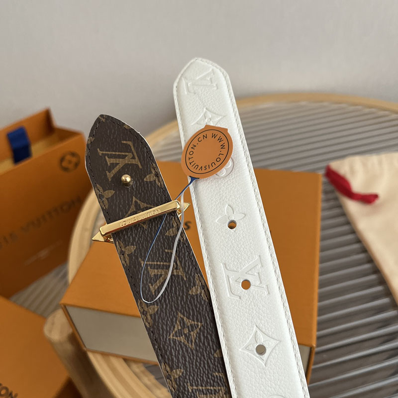 ルイヴィトン ベルト・フラワーグラム 30MM リバーシブル ブラウン ホワイト モノグラム・キャンバス ゴールド金具 ヴィトン ベルト 安い レディース 2410652 - 画像 (5)
