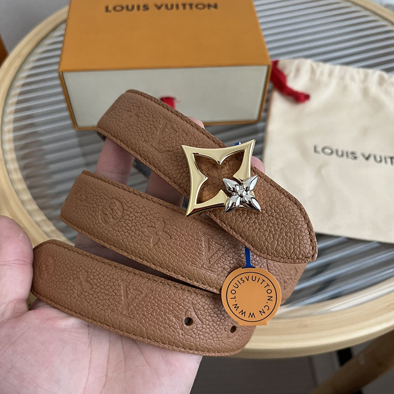 ルイヴィトン ベルト・フラワーグラム 30MM リバーシブル M8685U ブラウン コニャック モノグラム・キャンバス ゴールド金具 ヴィトン ベルト 安い レディース - 画像 (5)