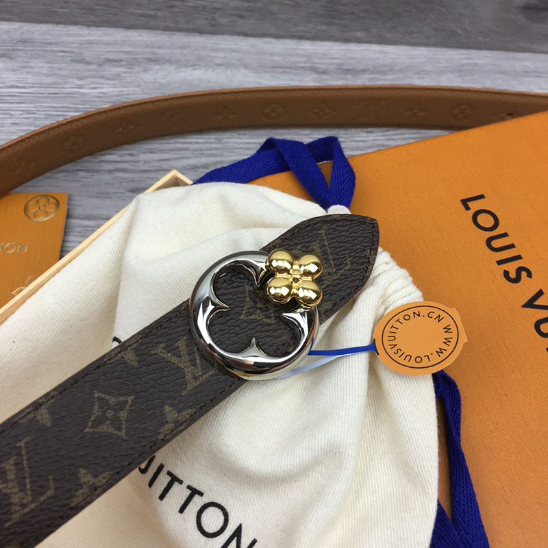 ルイヴィトン ベルト・フラワーグラム 30MM リバーシブル ブラウン コニャック モノグラム・キャンバス シルバー金具 ベルト レディース 人気 2410655 - 画像 (4)