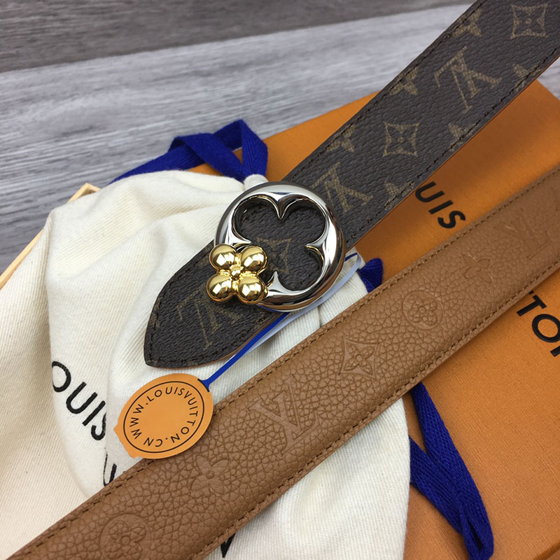 ルイヴィトン ベルト・フラワーグラム 30MM リバーシブル ブラウン コニャック モノグラム・キャンバス シルバー金具 ベルト レディース 人気 2410655 - 画像 (3)