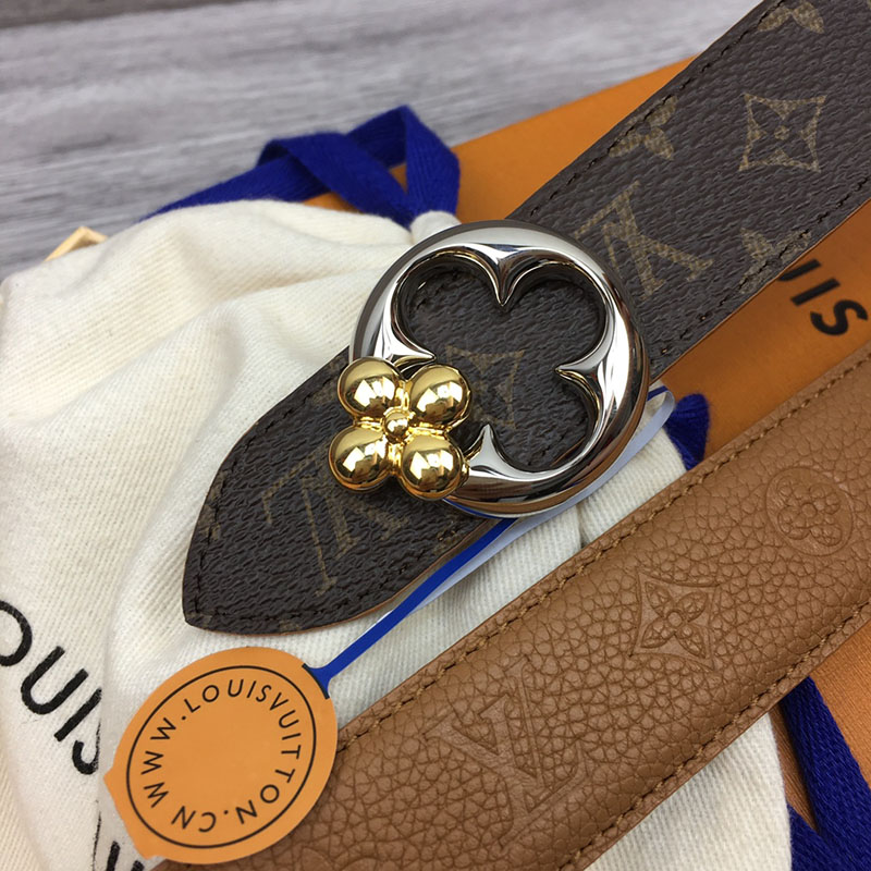 ルイヴィトン ベルト・フラワーグラム 30MM リバーシブル ブラウン コニャック モノグラム・キャンバス シルバー金具 ベルト レディース 人気 2410655 - 画像 (2)